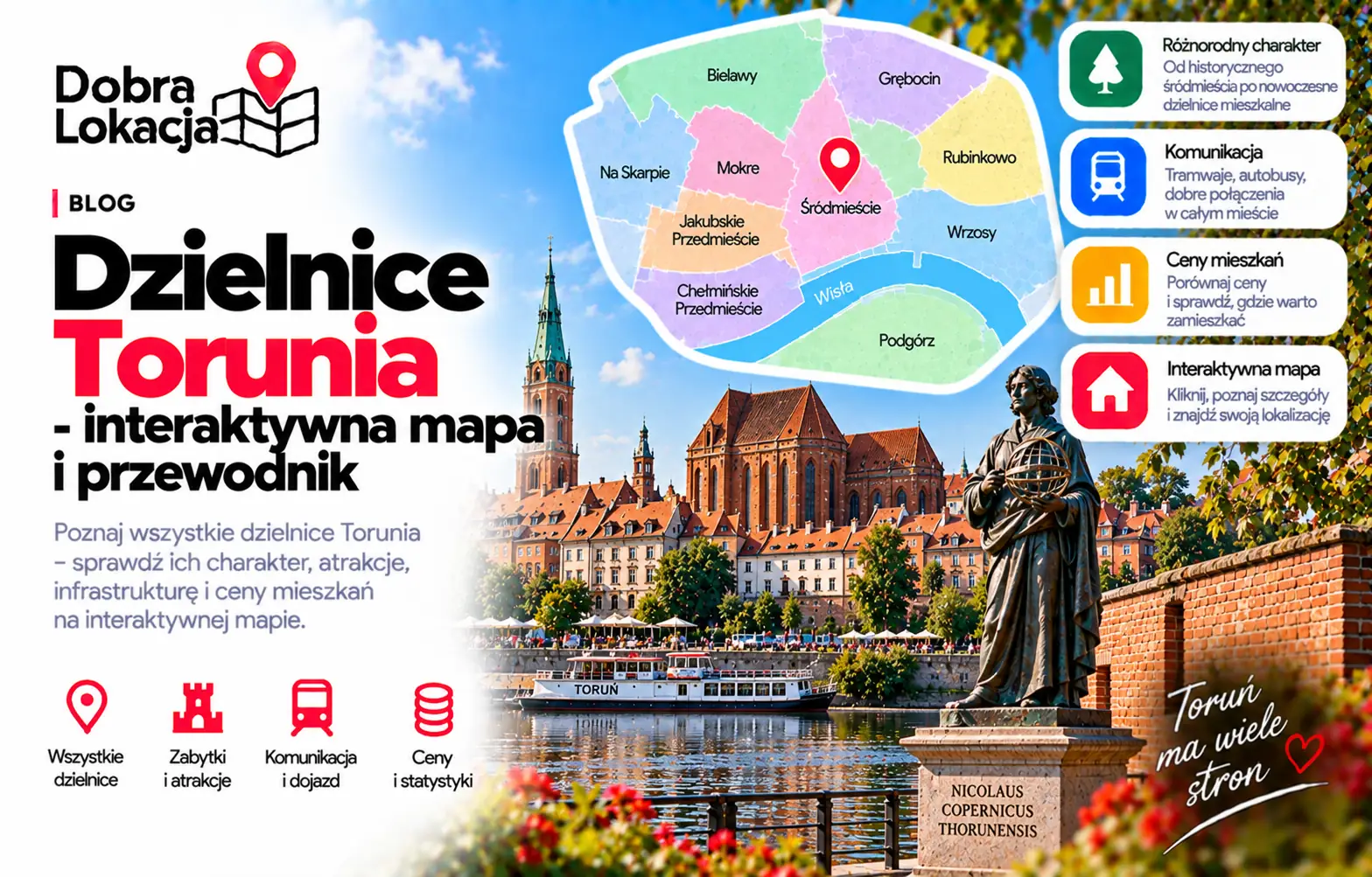 Dzielnice Torunia - interaktywna mapa i przewodnik